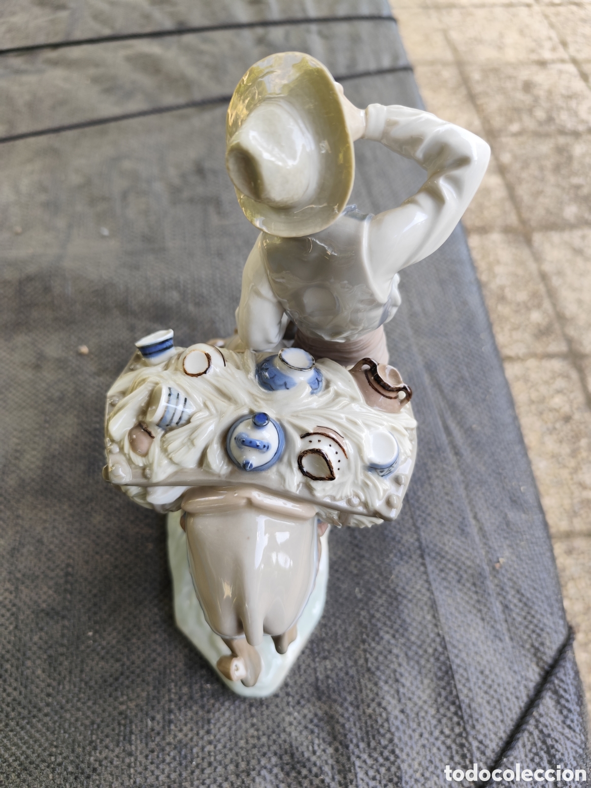Antig&uuml;edades: Figura de Porcelana LLADR&Oacute; - &rdquo;Arriero con Burro y C&aacute;ntaros&rdquo; - Impecable