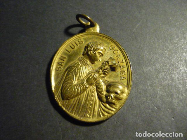 Antig&uuml;edades: MEDALLA EN BRONCE SIGLO XIX SAN LUIS GONZAGA Y LA INMACULADA CONCEPCION 5,4 X 3,5 CM
