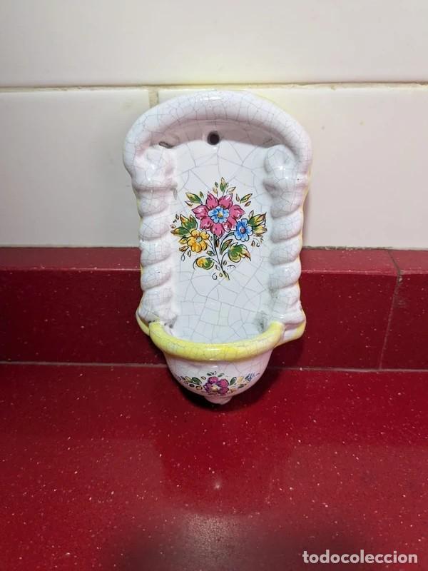 Antig&uuml;edades: Benditera flores rosas y amarillas - Foto 1