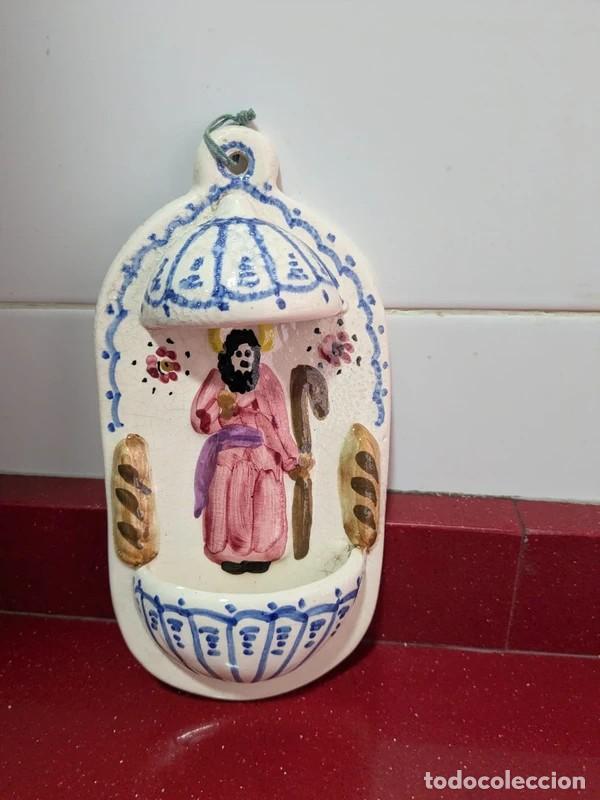 Antig&uuml;edades: Benditera de cer&aacute;mica con Santo - Foto 5