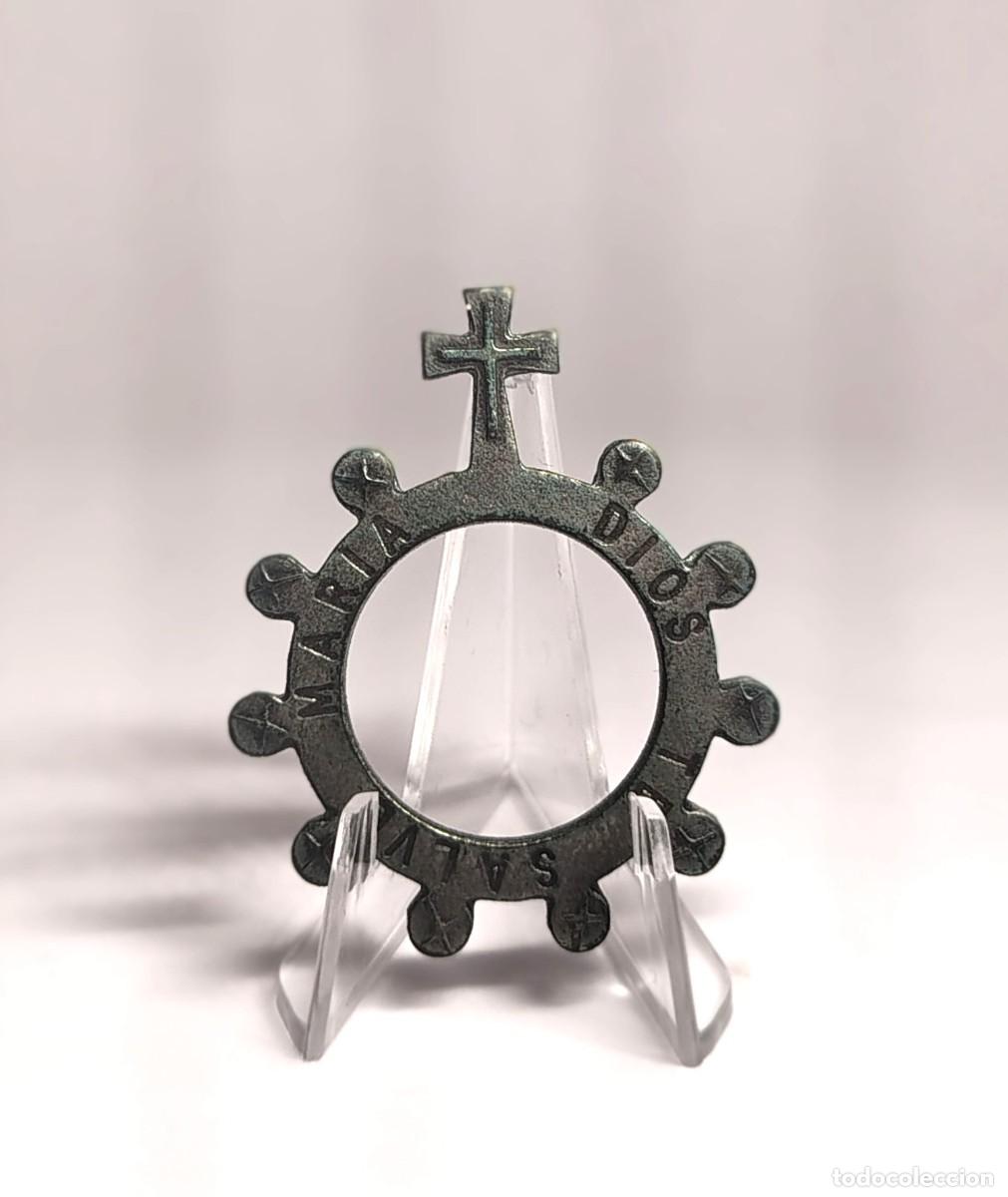 Antig&uuml;edades: ANILLO RELIGIOSO ROSARIO: DIEZ CUENTAS. DIOS TE SALVE MARIA. M386