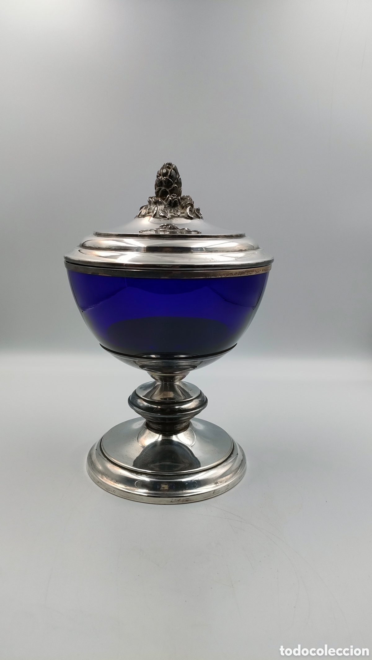 Antig&uuml;edades: Espectacular Cop&oacute;n Antiguo de Cristal Azul Cobalto