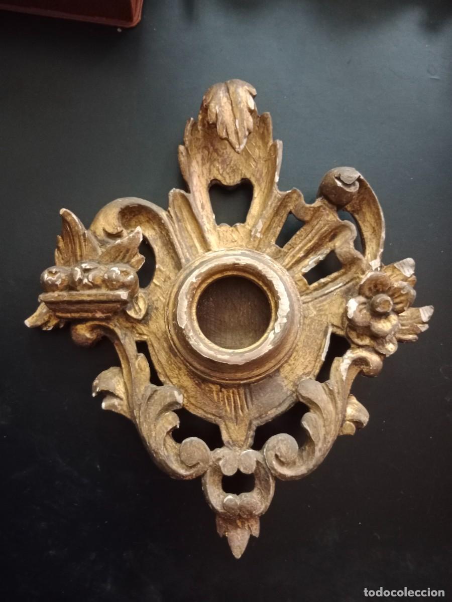 Antig&uuml;edades: ANTIGUO APLIQUE MURAL OSTENSORIO PORTA RELIQUIAS EN TALLA DE MADERA DECORADO EN PAN DE ORO