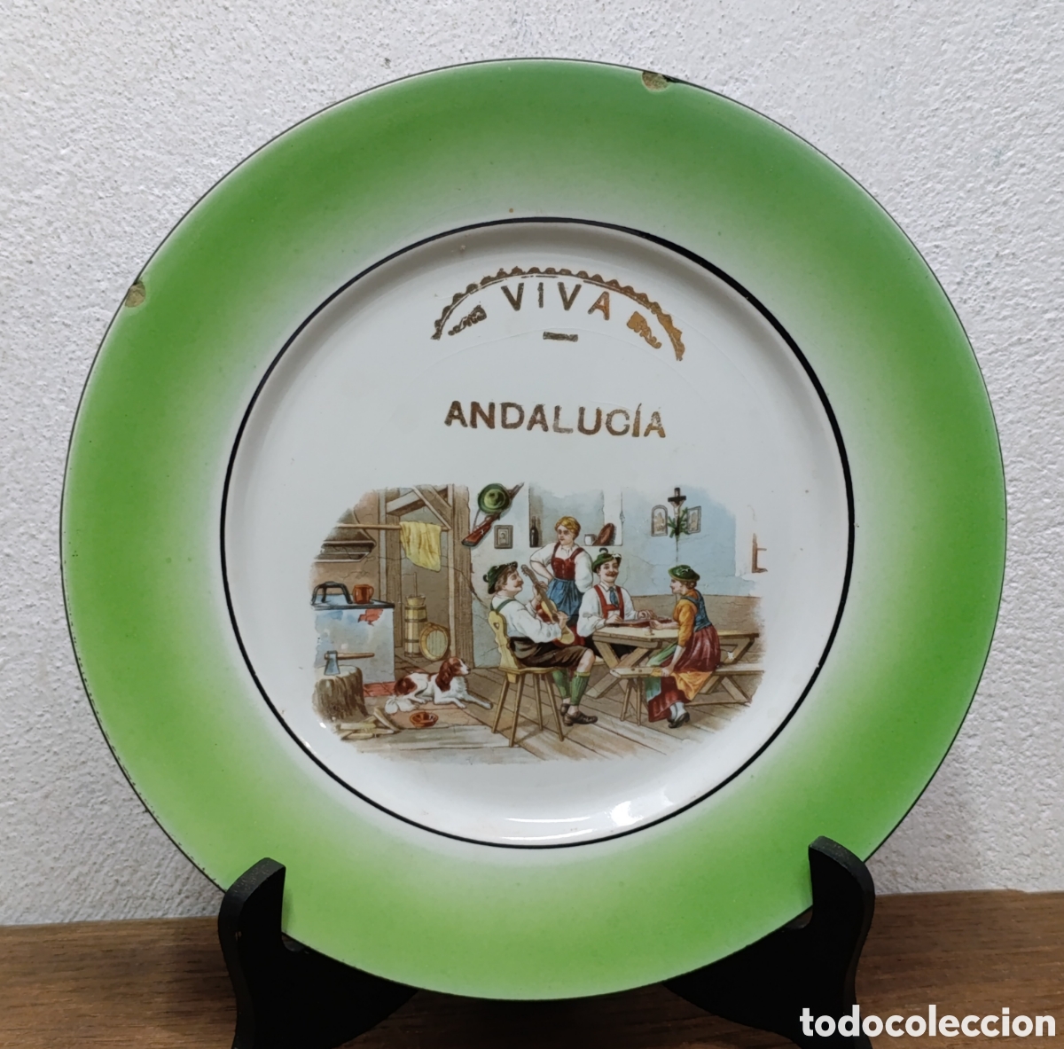 Antig&uuml;edades: ANTIGUO, RARO Y ESCASO PLATO DE SAN JUAN DE AZNALFARACHE, CON EL LEMA VIVA ANDALUC&Iacute;A.