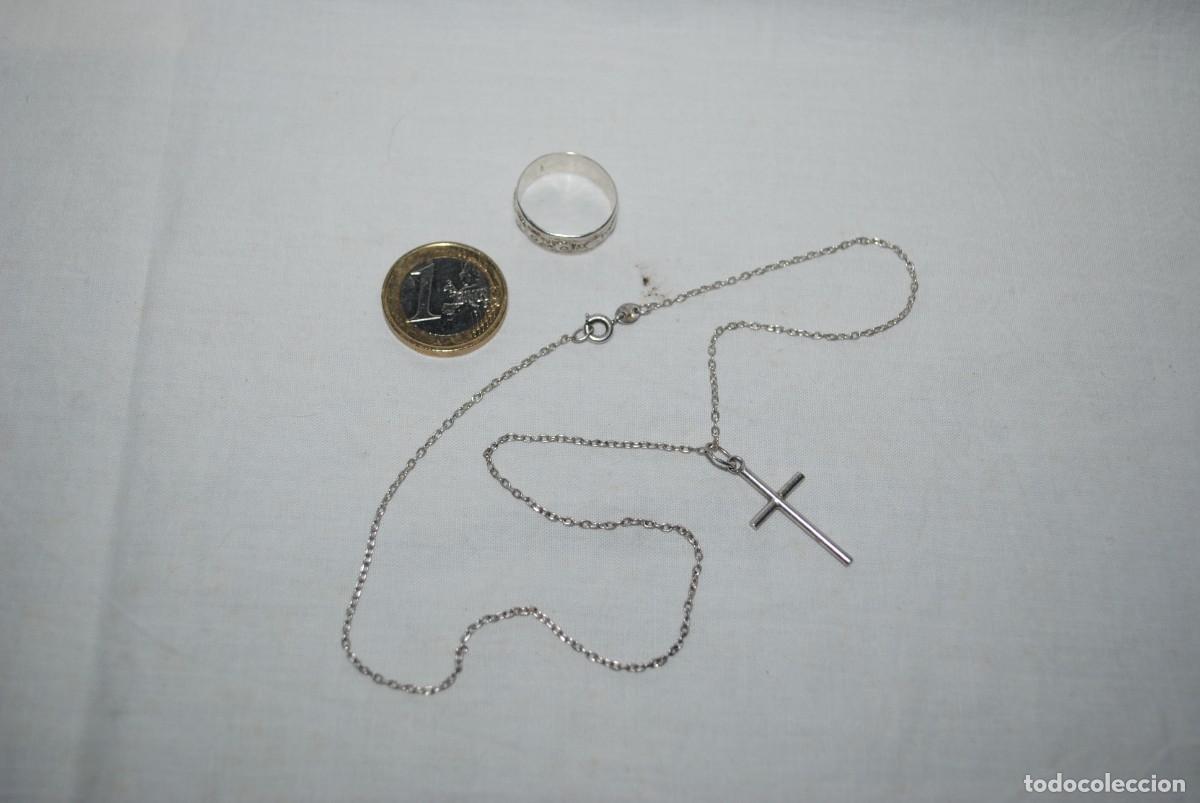 Antig&uuml;edades: LOTE DE PLATA , ANILLO , CADENA Y CRUZ . - Foto 2
