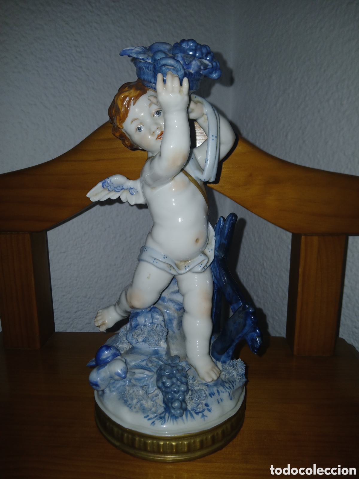 Antig&uuml;edades: ANGEL ESTACION DE OTO&Ntilde;O PORCELANA ALGORA 26 CM. H S.