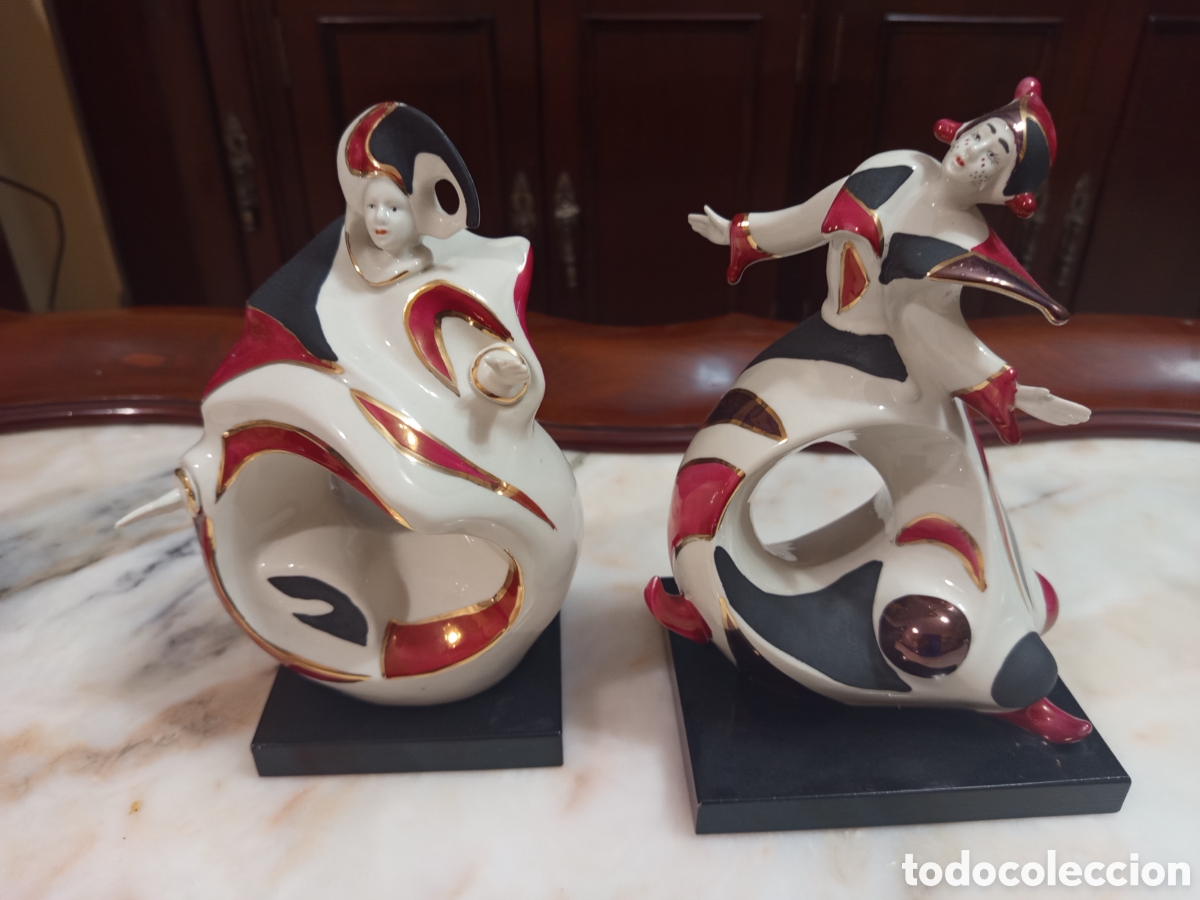 Antig&uuml;edades: Pareja de figuras Porcelanas Galos IMPECABLES&rdquo;. Pareja Figuras Porcelana Galos + Regalo Pieza Da&ntilde;ada
