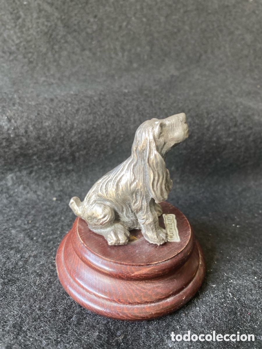 Antig&uuml;edades: Figura perro cocker con ba&ntilde;o plata de ley - Foto 2