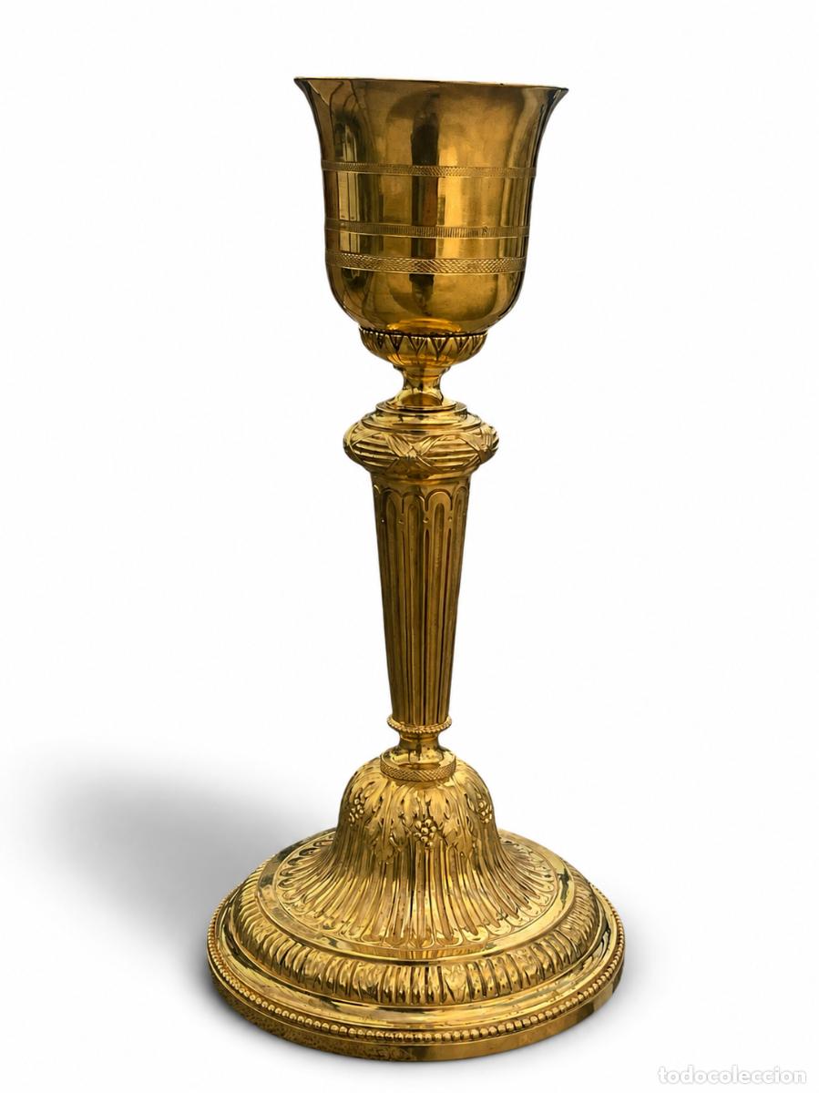 Antig&uuml;edades: ELEGANTE C&Aacute;LIZ DE BRONCE DORADO AL MERCURIO DE PRINCIPIOS DEL SIGLO XX.