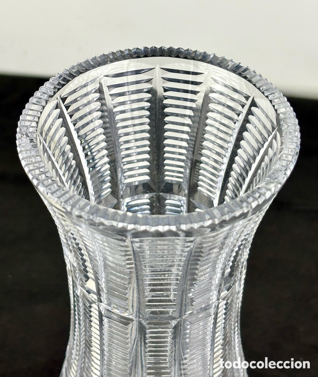 Antig&uuml;edades: JARR&Oacute;N DE CRISTAL TALLADO CON BASE DE PLATA - 31 CM - Foto 2