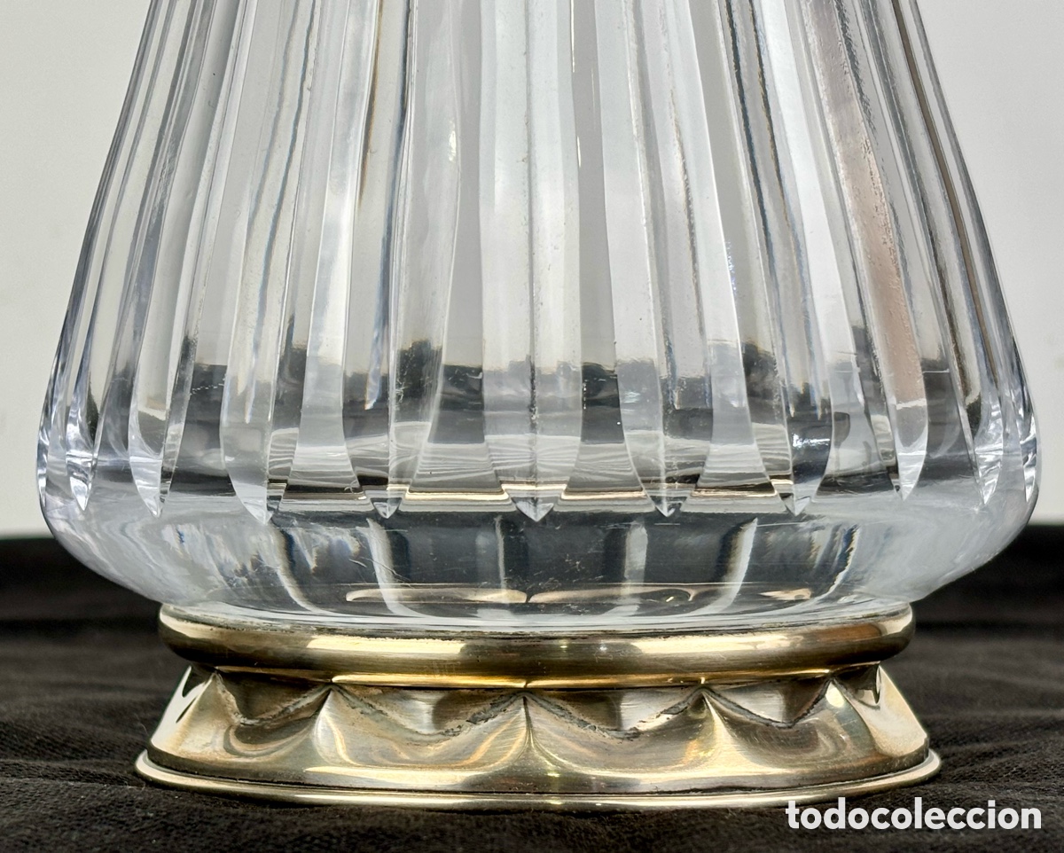Antig&uuml;edades: JARR&Oacute;N DE CRISTAL TALLADO CON BASE DE PLATA - 31 CM - Foto 3