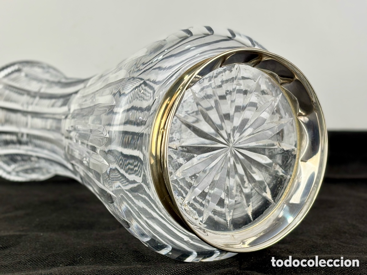 Antig&uuml;edades: JARR&Oacute;N DE CRISTAL TALLADO CON BASE DE PLATA - 31 CM - Foto 5