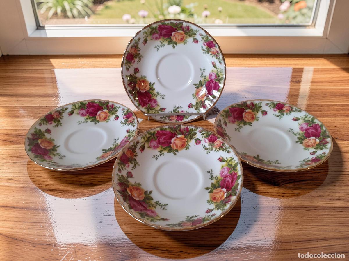 Antig&uuml;edades: 4 platos de 14 cm Royal Albert Old Country Roses