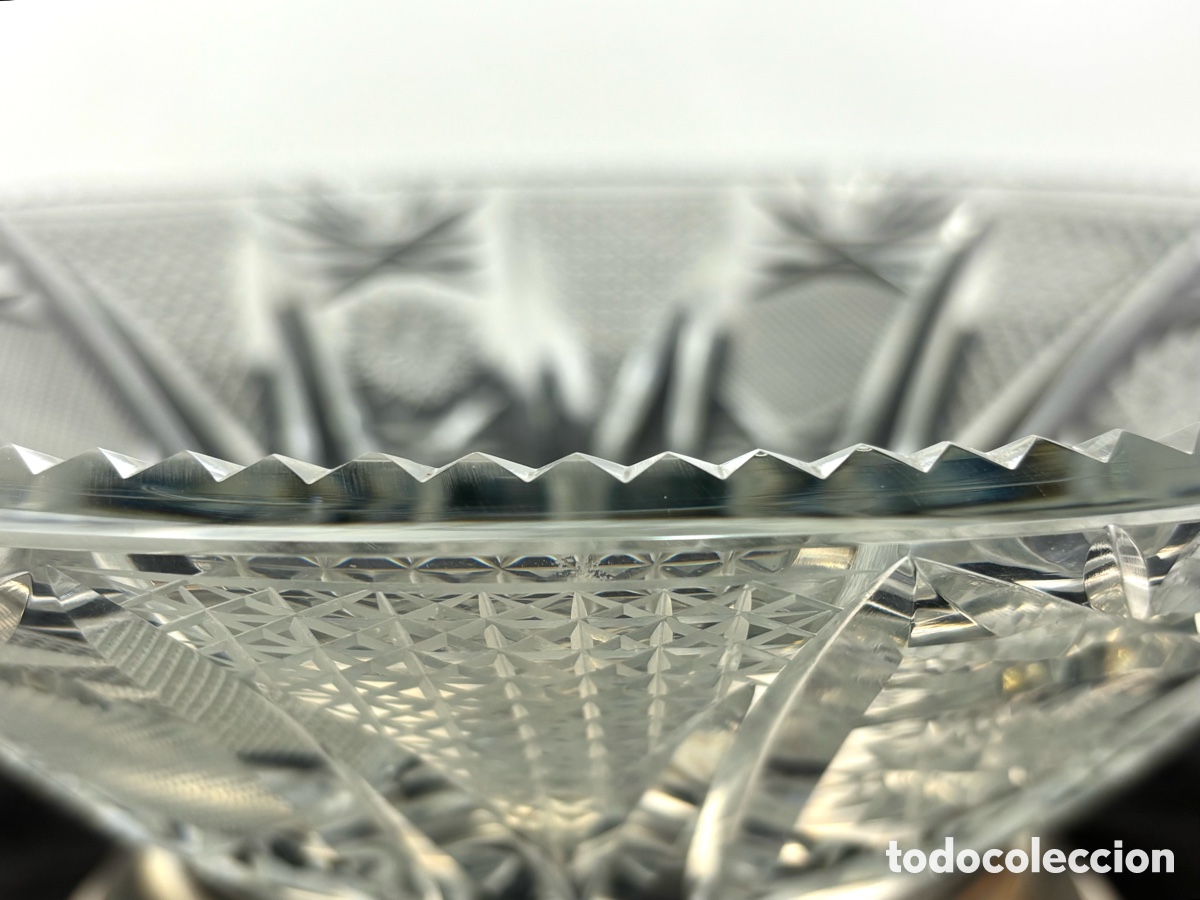 Antig&uuml;edades: GRAN CENTRO DE MESA DE CRISTAL TALLADO CON BASE DE PLATA - Foto 4