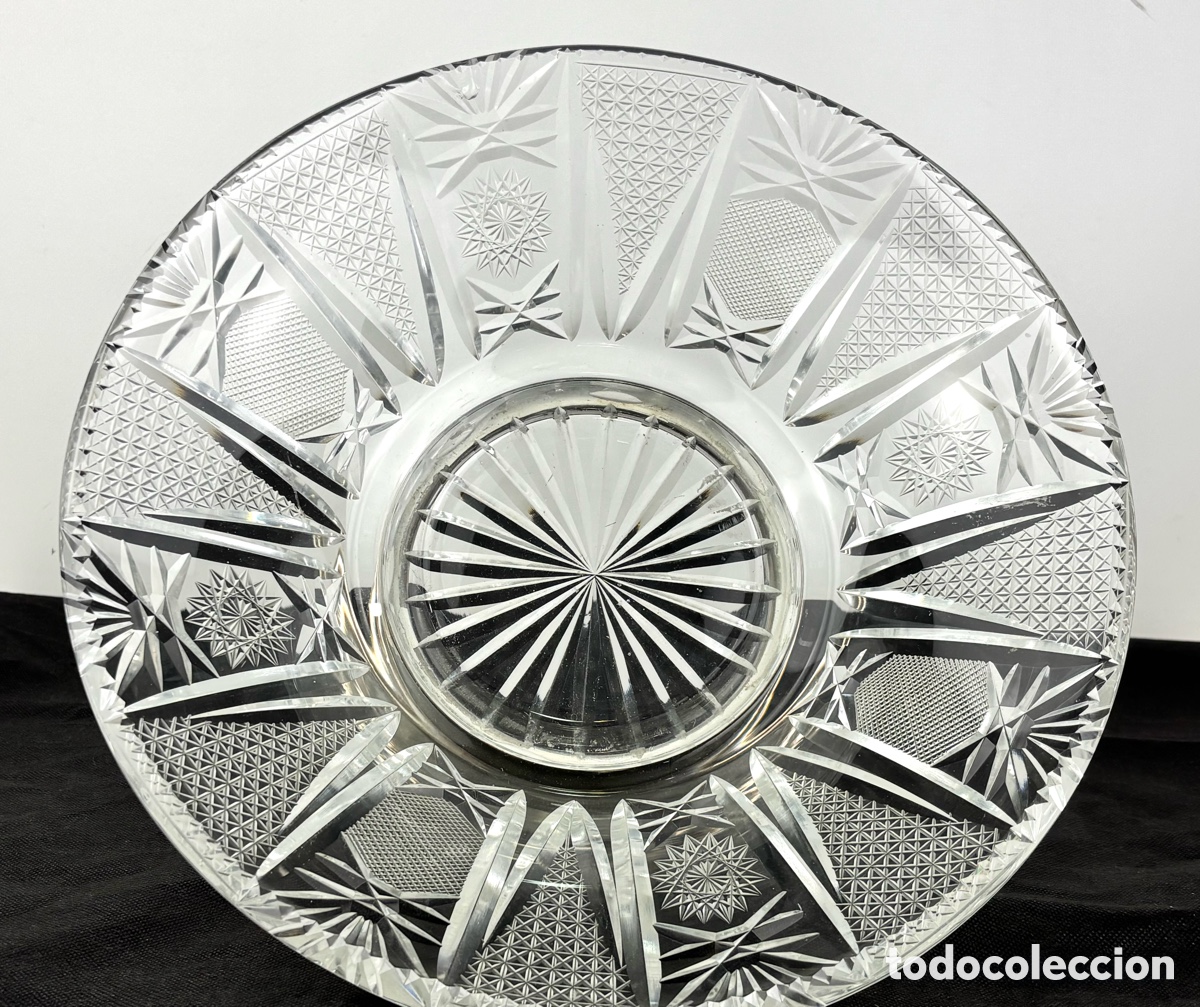 Antig&uuml;edades: GRAN CENTRO DE MESA DE CRISTAL TALLADO CON BASE DE PLATA - Foto 2