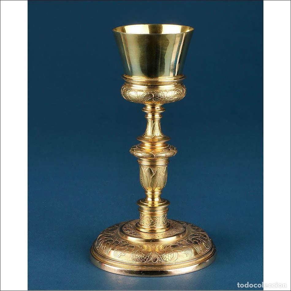 Antiques: Antiguo C&aacute;liz Barroco Espa&ntilde;ol con Copa de Plata Sobredorada. Circa 1700