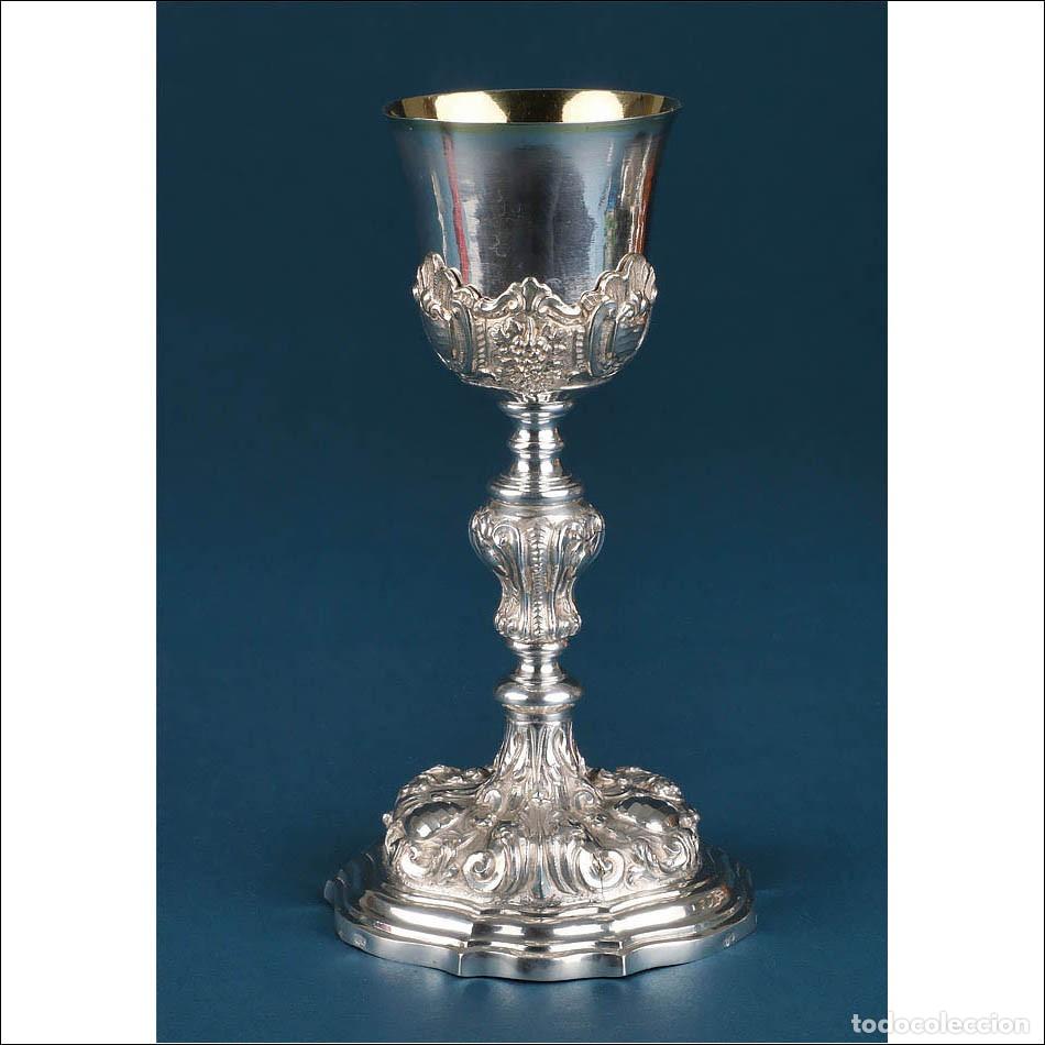 Antig&uuml;edades: Antiguo C&aacute;liz Italiano de Plata con Copa Dorada. Italia, circa 1820