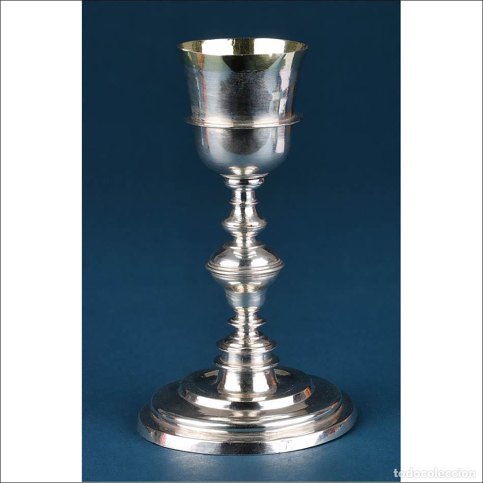 Antig&uuml;edades: Antiguo C&aacute;liz Espa&ntilde;ol en Plata Maciza con Copa Dorada, c. 1800, Espa&ntilde;a