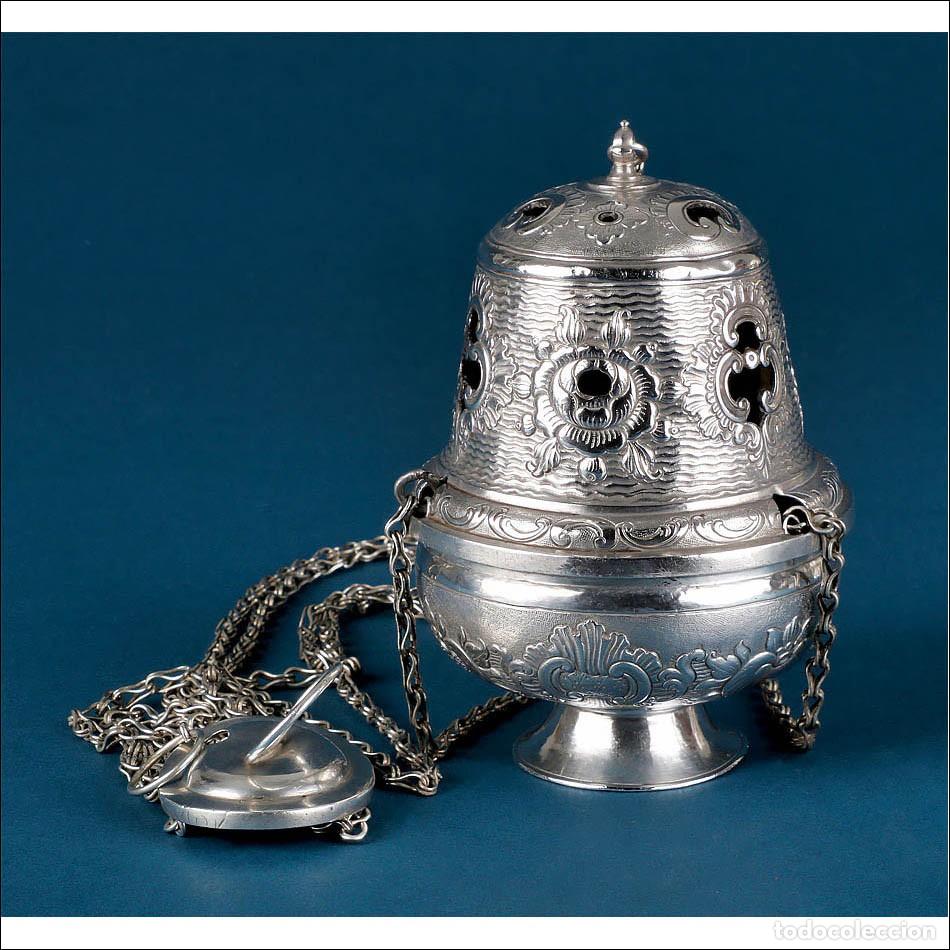 Antig&uuml;edades: Antiguo Incensario Lit&uacute;rgico Espa&ntilde;ol de Plata, Espa&ntilde;a Siglo XVIII, c. 1750