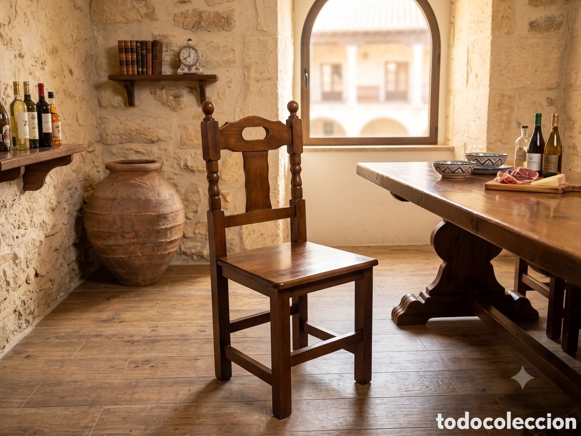 Antig&uuml;edades: Conjunto de mesa de 195 x 85 y 6 sillas - Foto 5