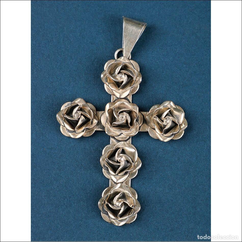 Antig&uuml;edades: Cruz Pectoral Vintage de Plata 925, M&eacute;xico, mediados siglo XX