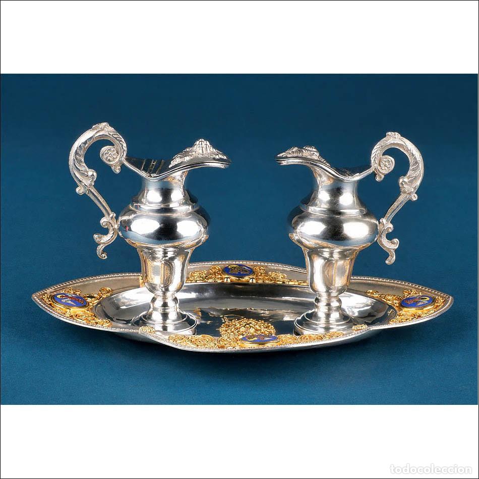 Antig&uuml;edades: Antiguas Vinajeras de Metal Plateado y Esmaltes, Francia, circa 1900