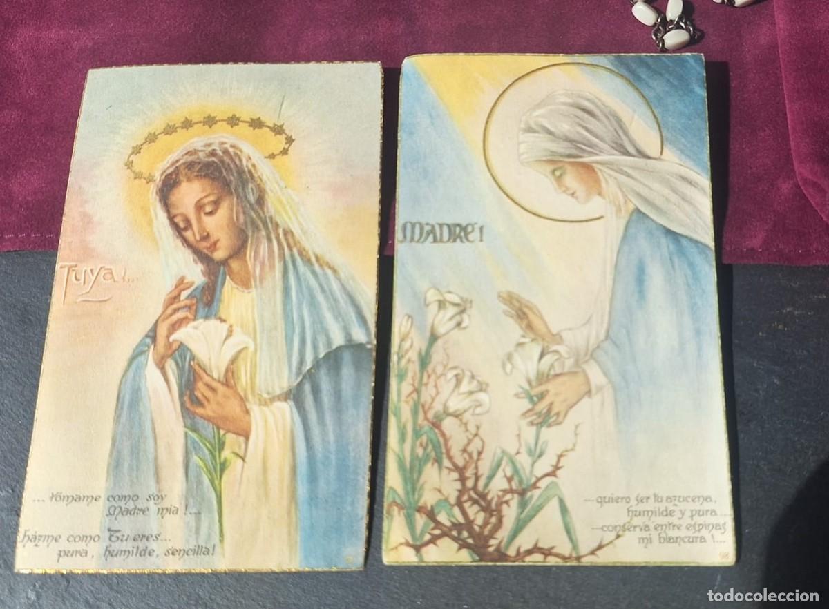 Antig&uuml;edades: Dos Antiguas Estampas Virgen Mar&iacute;a