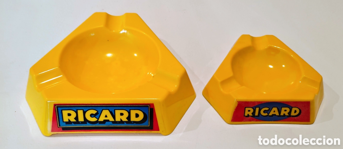 Antig&uuml;edades: Lote 2 ceniceros publicitarios Ricard cer&aacute;mica GIDESA vintage original