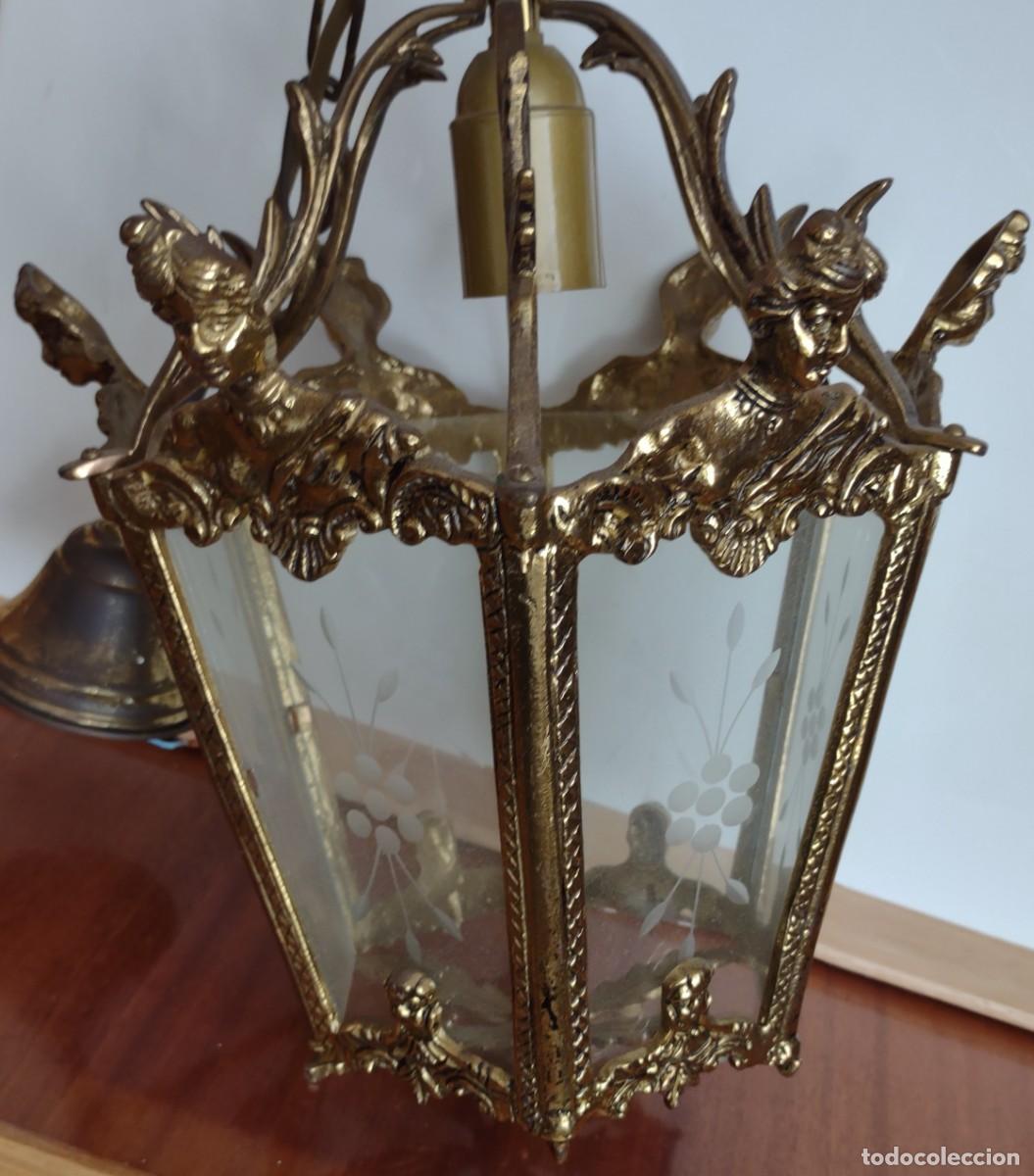 Antig&uuml;edades: Lampara de farol bronce como nueva - Foto 4