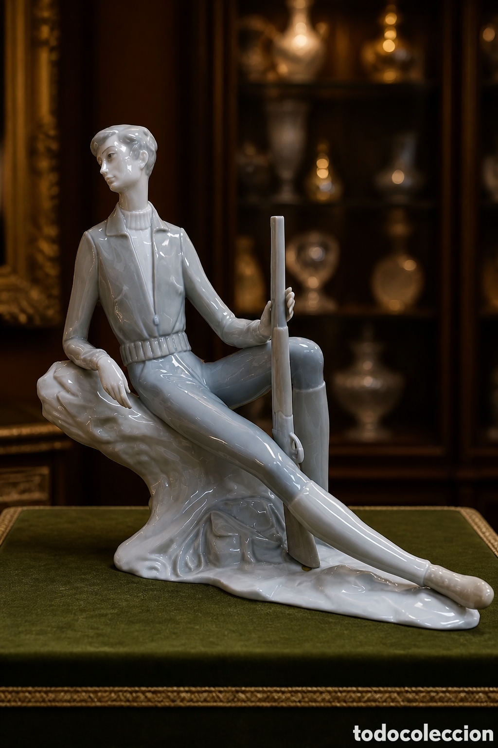 Antig&uuml;edades: Figura lladro Nao, del cazador descansando, Descatalogada. El cazador y la escopeta son figuras...