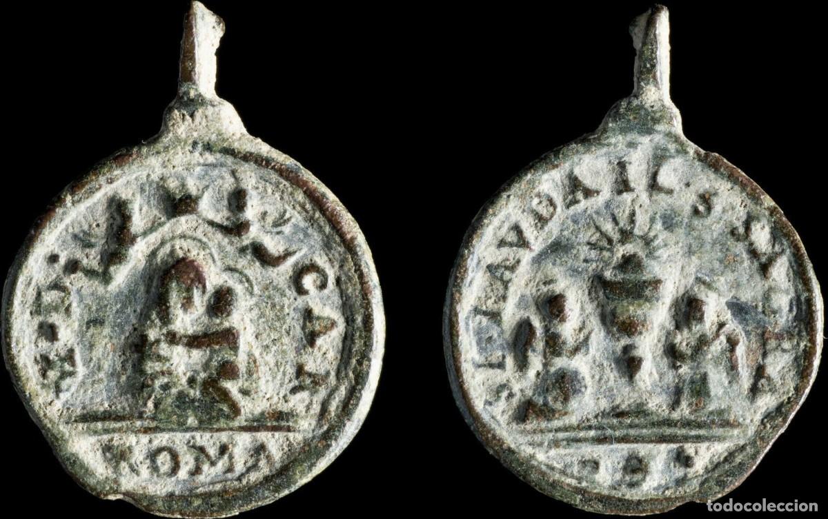 Oggetti Antichi: Medalla Religiosa, V. Carmen /S. Sacramento,Siglos XVI-XVII- 21x16 mm.