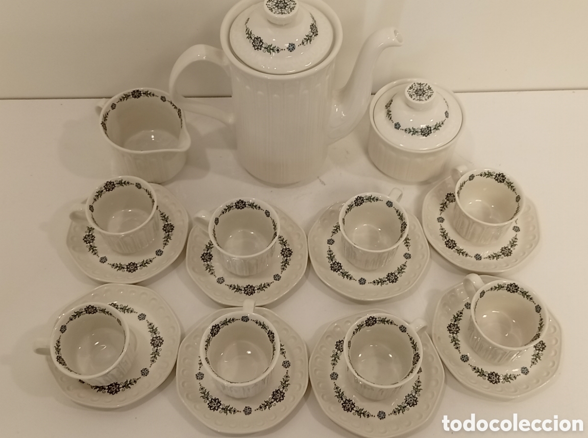 Antig&uuml;edades: JUEGO DE CAF&Eacute; DE PORCELANA PONTESA &rdquo;ALFAR ETRUSCO&rdquo;