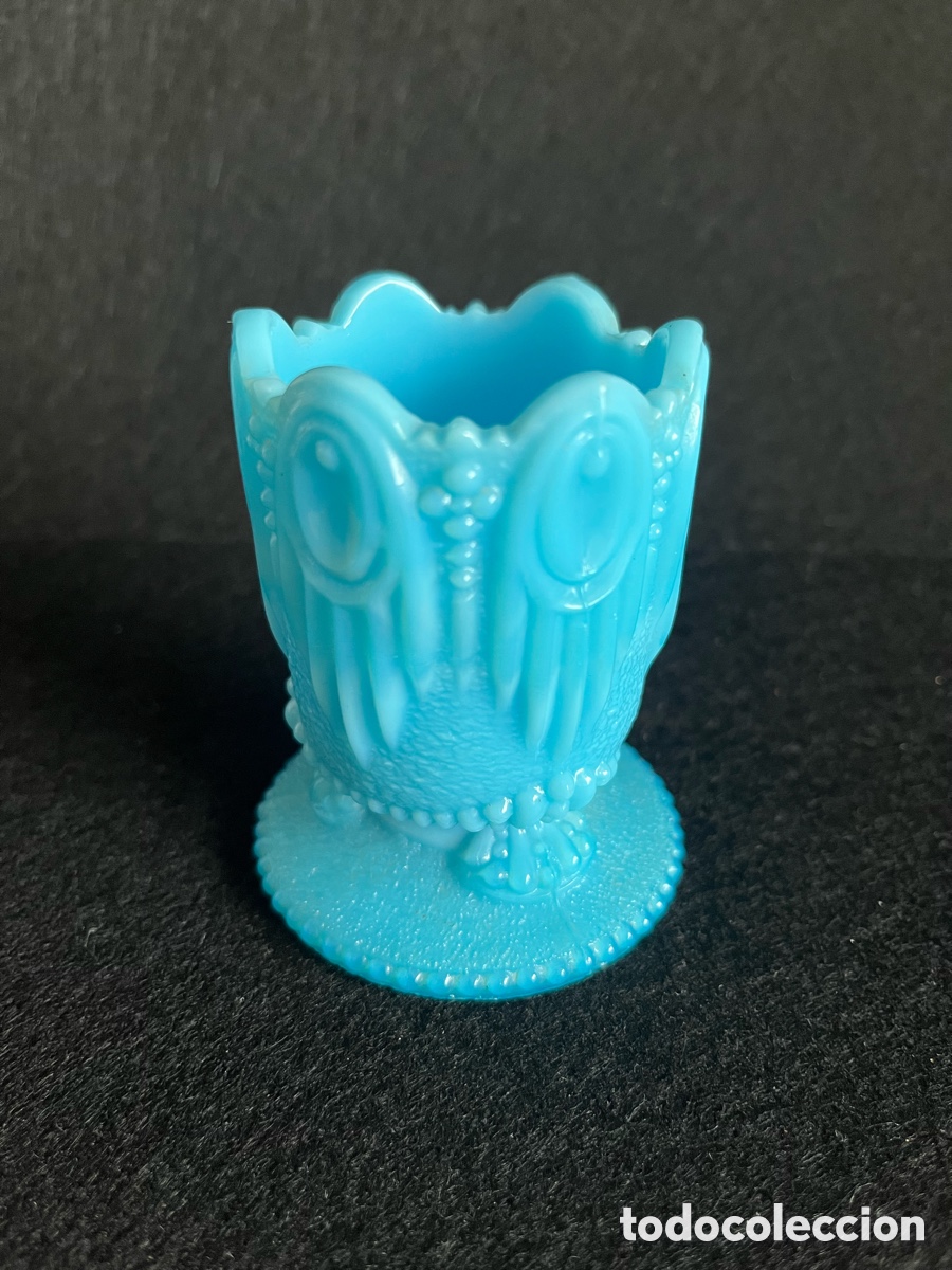 Antig&uuml;edades: Antiguo palillero opalina azul turquesa - Foto 1