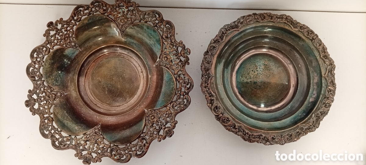 Antig&uuml;edades: .PLATOS DE ALPACA DE CENTRO DE MESA DECORATIVO - Foto 2