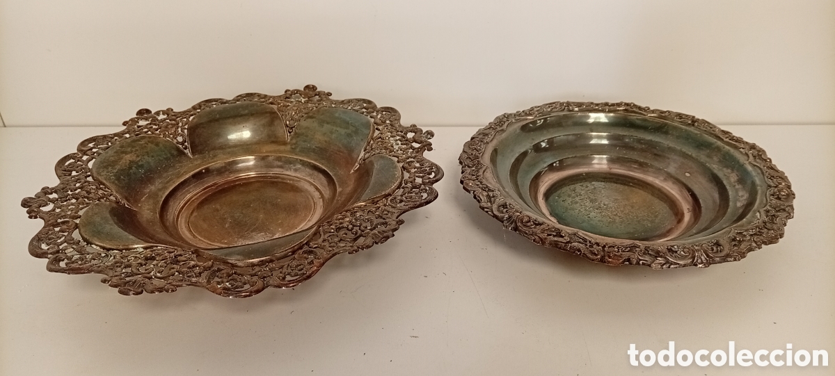 Antig&uuml;edades: PLATOS DE ALPACA DE CENTRO DE MESA DECORATIVO