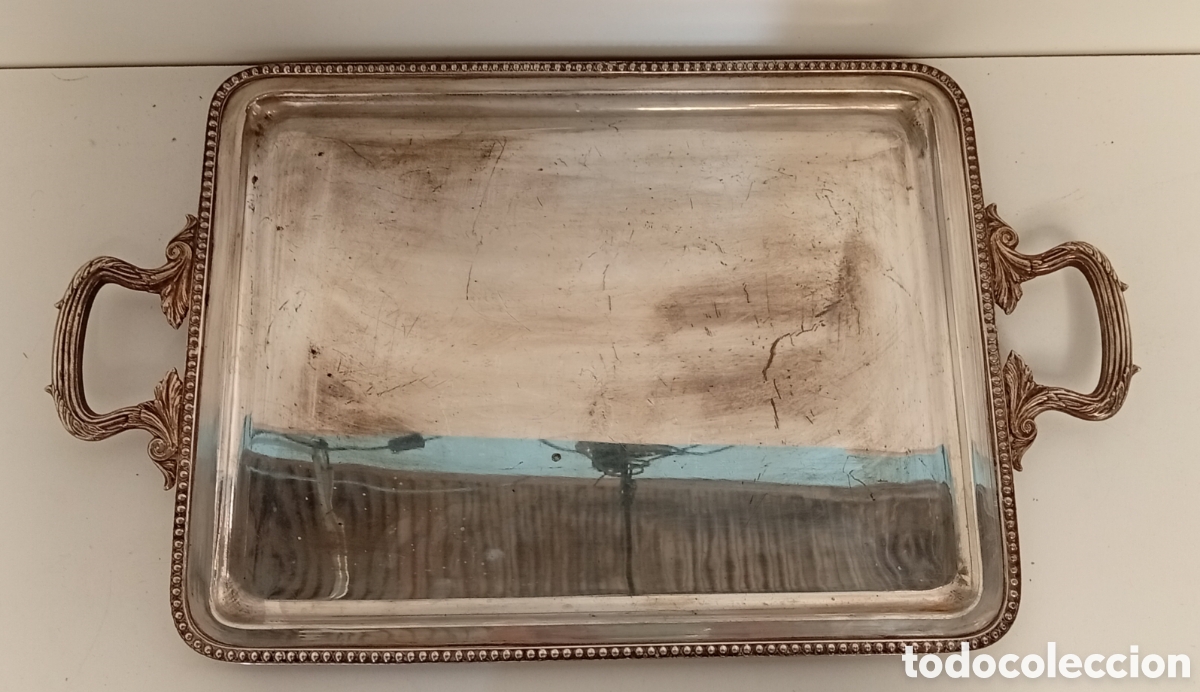 Antig&uuml;edades: .BANDEJA ANTIGUA CON ASAS DECORADAS - Foto 1