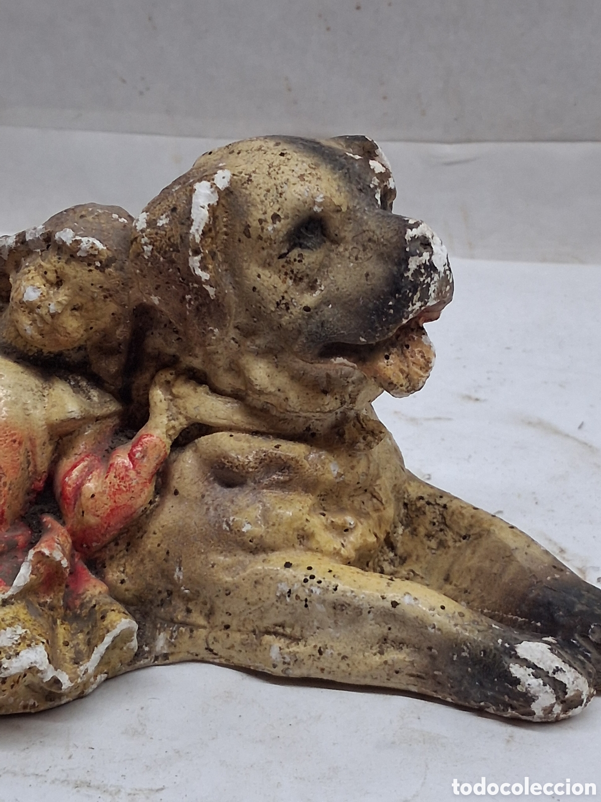 Antig&uuml;edades: ni&ntilde;a, con perro, escayola - Foto 2
