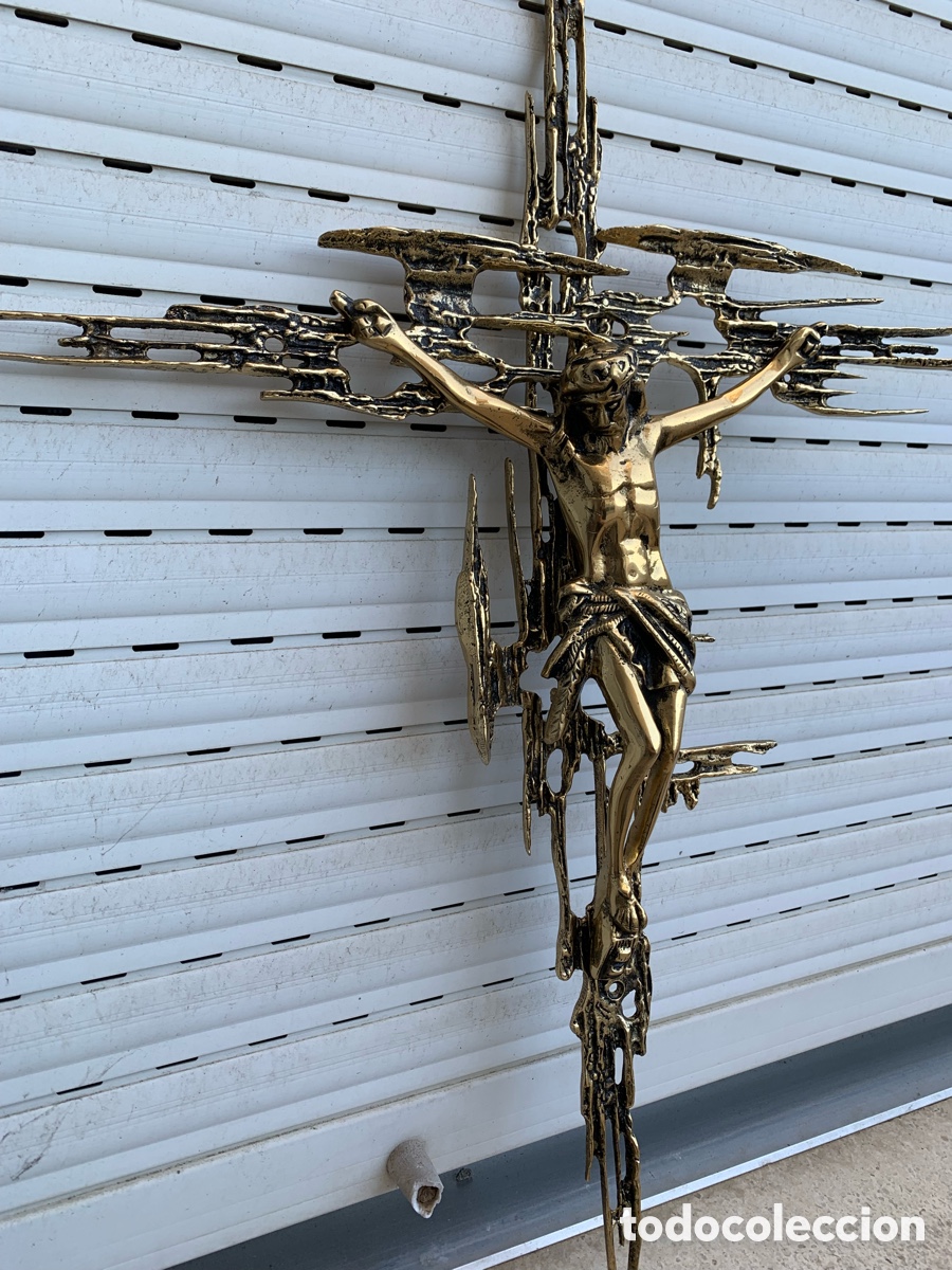 Antig&uuml;edades: Crucifijo cristo grande de bronce
