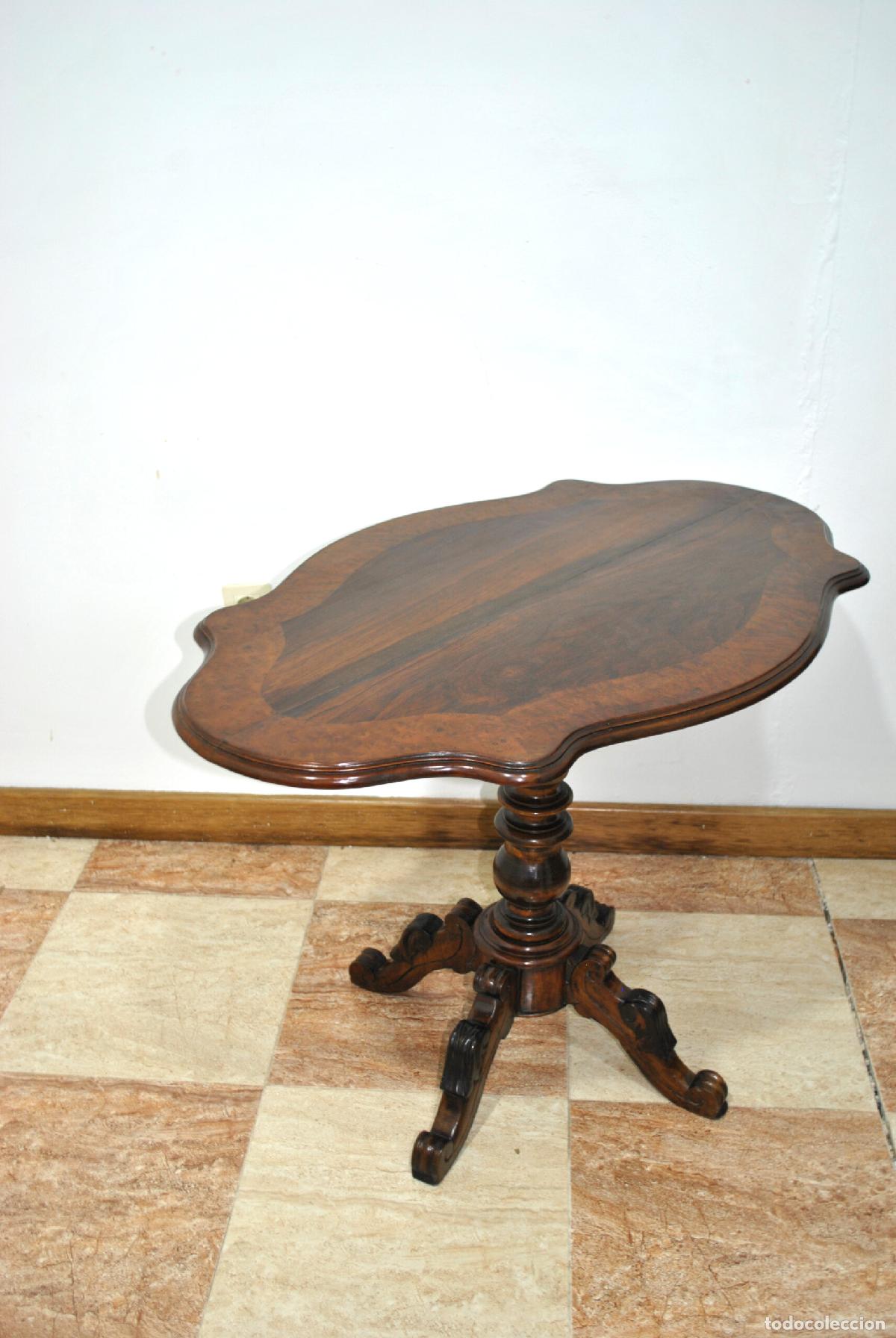 Antig&uuml;edades: Mesa de centro madera caoba plegable - Foto 7