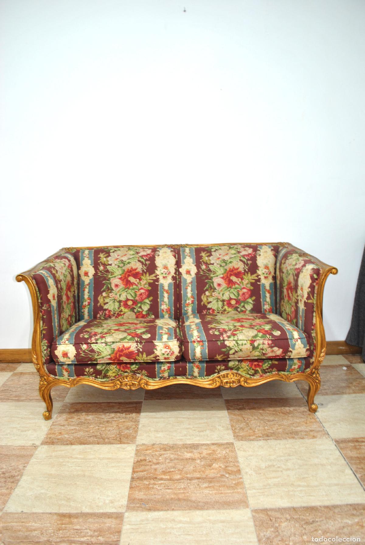 Antig&uuml;edades: Sof&aacute; antiguo Luis XV madera oro