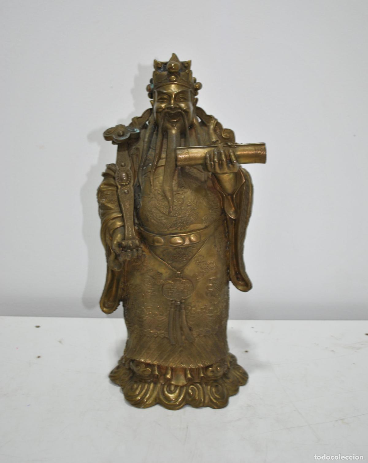 Antig&uuml;edades: Escultura figura china bronce Fu Xing