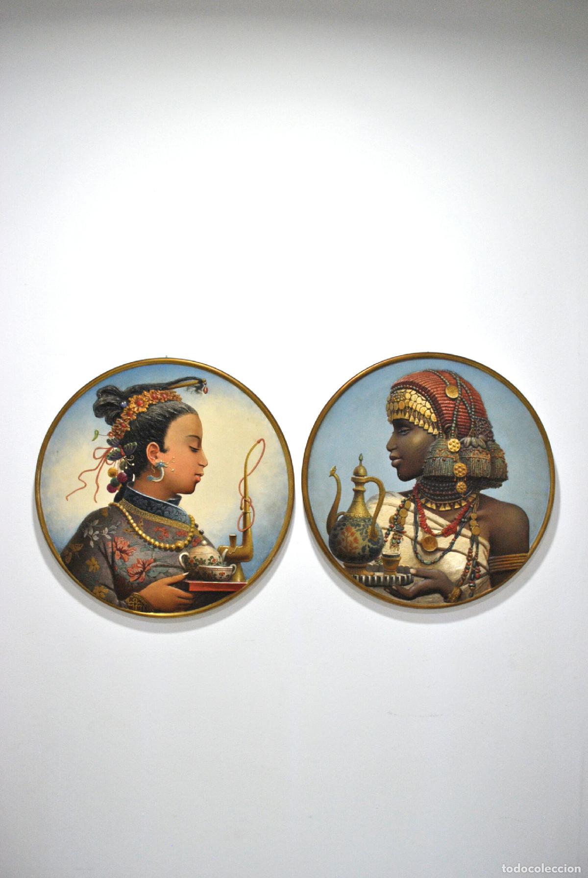 Antig&uuml;edades: Mascarones rusos cer&aacute;mica relieve