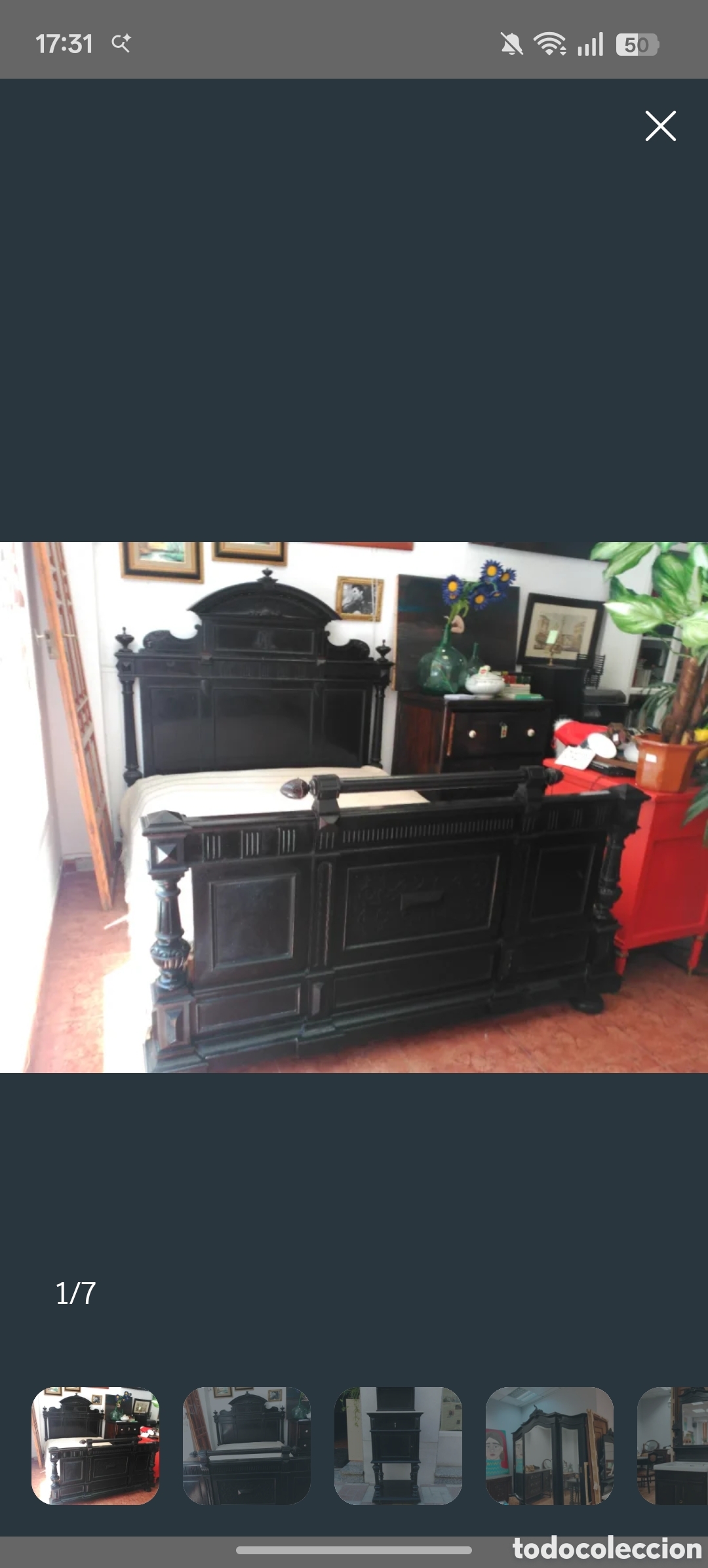 Antig&uuml;edades: Dormitorio antiguo de madera tallada