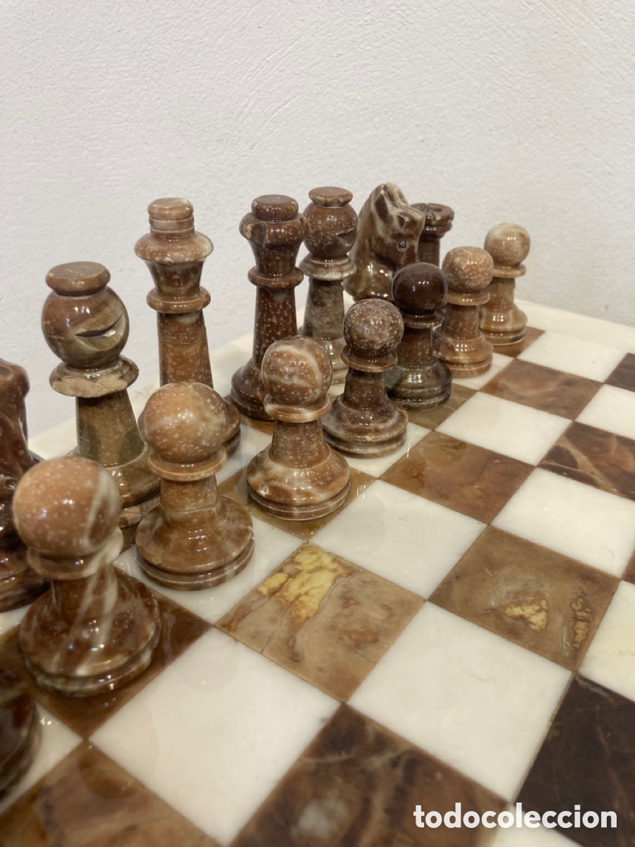 Antig&uuml;edades: Ajedrez de m&aacute;rmol con mesa - Foto 9
