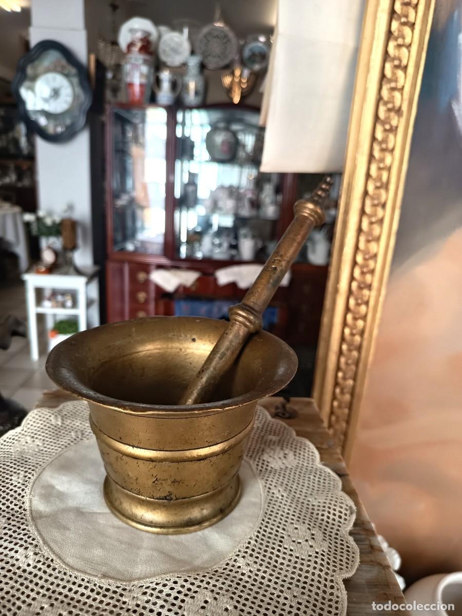Antig&uuml;edades: Mortero antiguo bronce liso - Foto 7