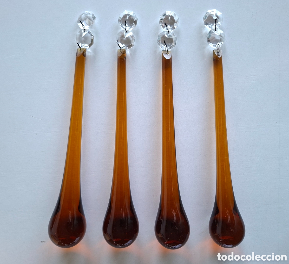 Antig&uuml;edades: L&Aacute;GRIMAS DE CRISTAL DE MURANO GOTA AMBAR 20CM - 4 unidades
