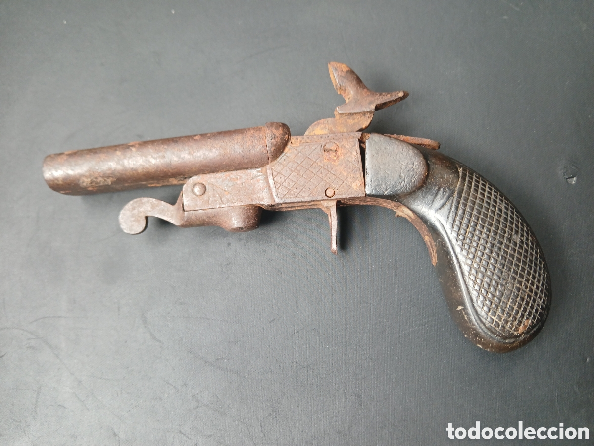 Antig&uuml;edades: PISTOLA, PISTOLET DOBLE CA&Ntilde;ON LEFAUCHEUX SIGLO XIX NO OPERATIVA.