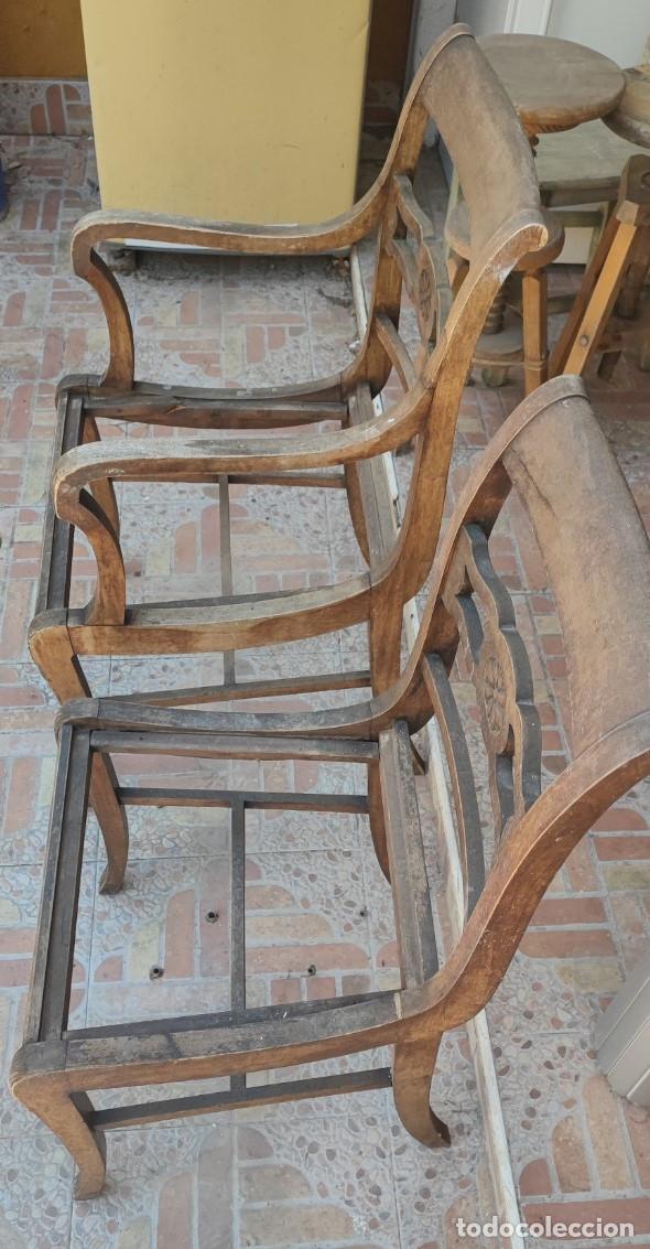 Antig&uuml;edades: JUEGO DE SILLA Y SILLON ANTIGUO DE MADERA PARA RESTAURAR