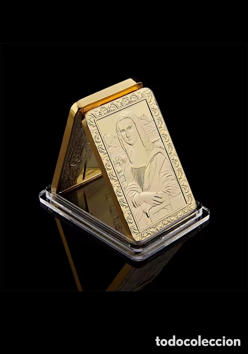 Antig&uuml;edades: Lingote oro laminado 24k 999 Leonardo Da Vinci, Mona Lisa