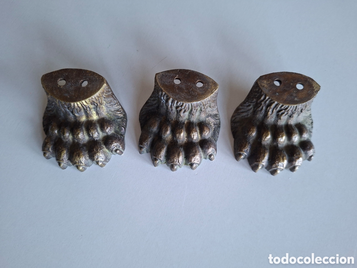 Antig&uuml;edades: 3 GARRAS DE BRONCE ANTIGUAS - Foto 2